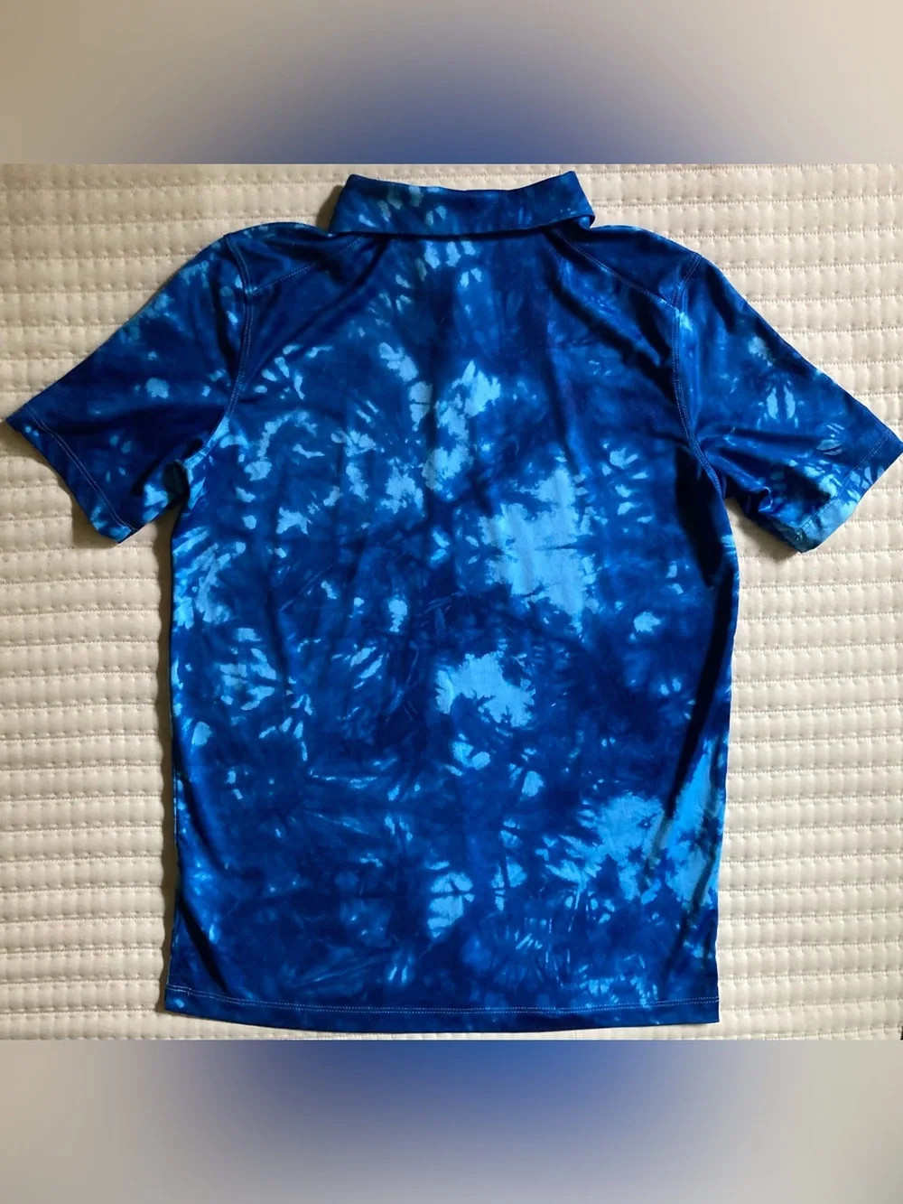 Nike Dri Fit Golf Polo Shirt Youth Boys Large Blue Tie Dye Casual Short Sleeve